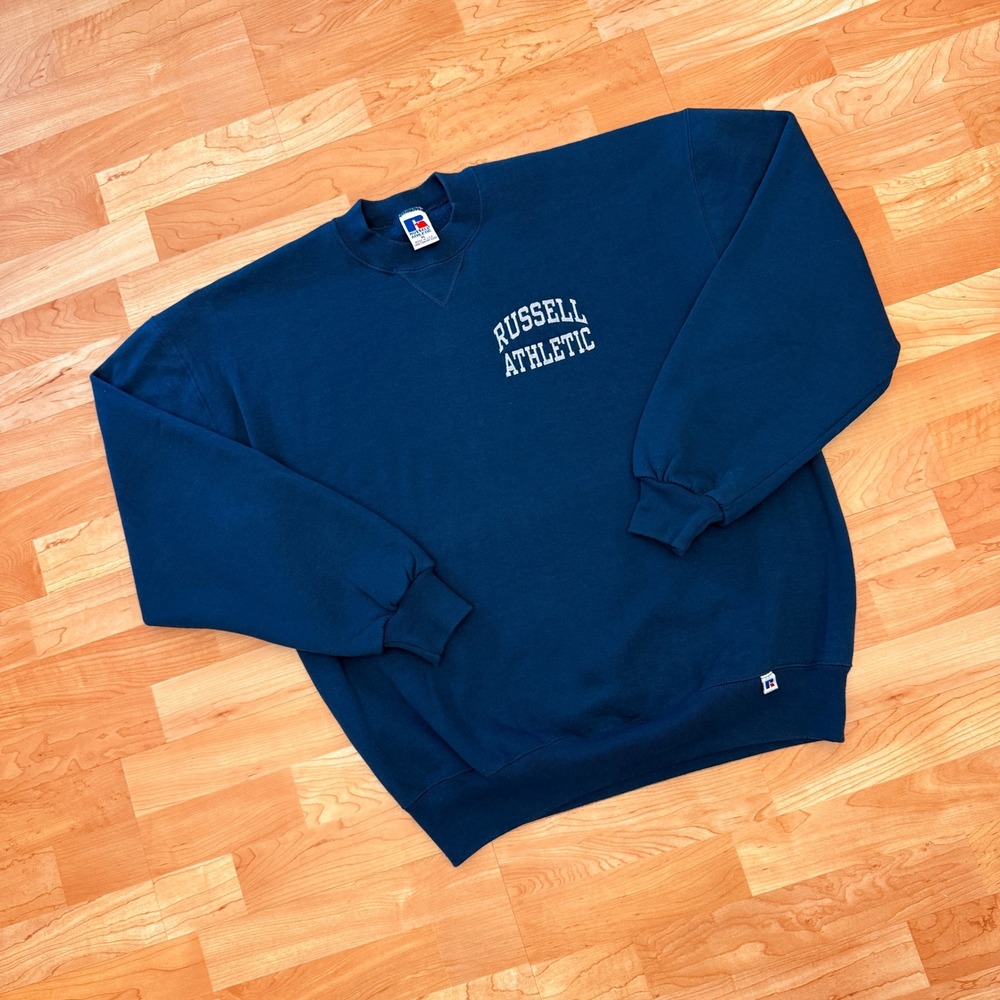 Vintage Russell Athletic Crewneck Sweatshirt XL Blue Made in USA V-Stitch Logo